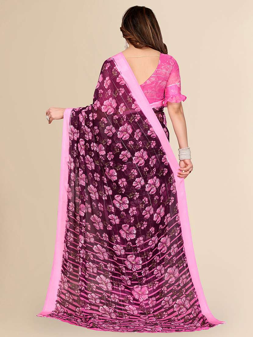 women printed casual wear saree with blouse - 22067627 -  Standard Image - 4