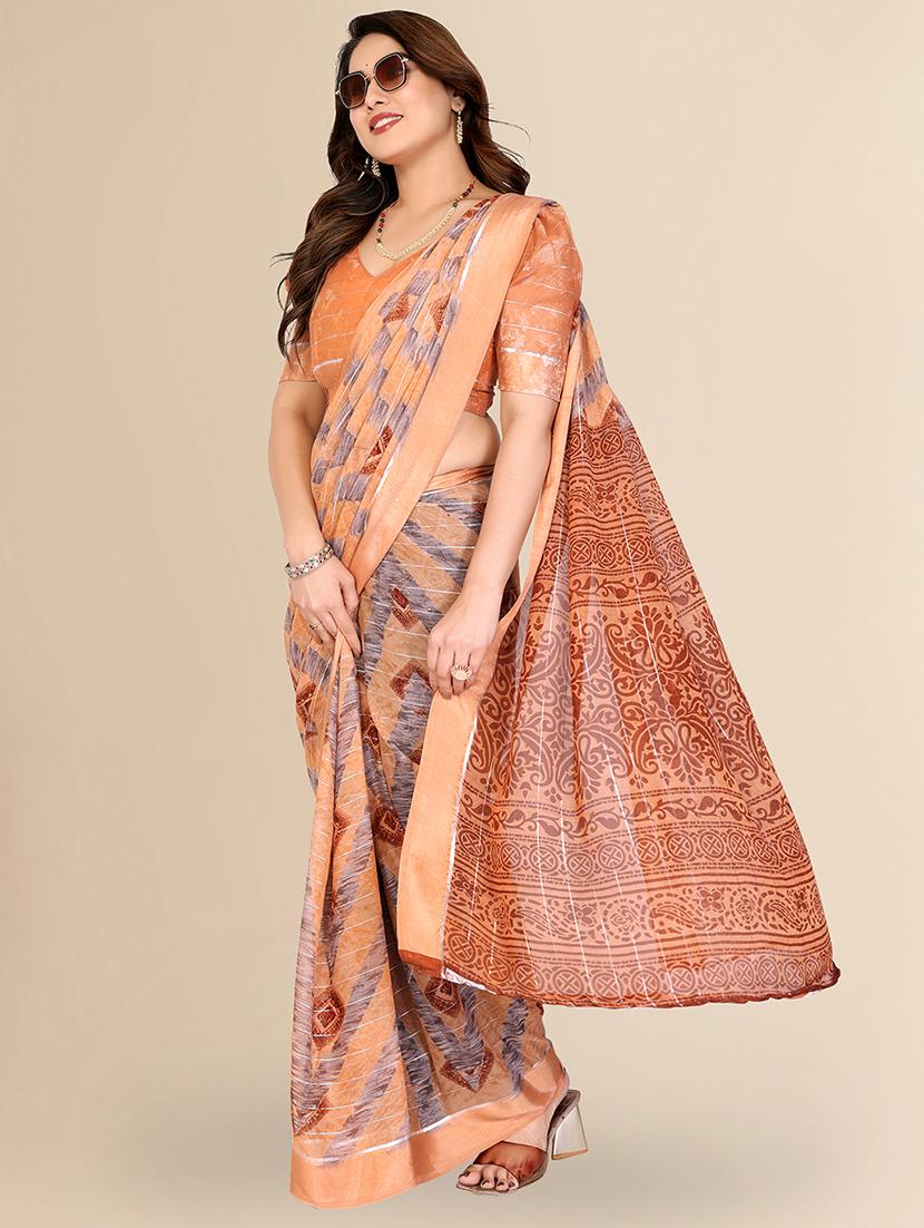 women printed casual wear saree with blouse - 22067636 - Standard Image - 1