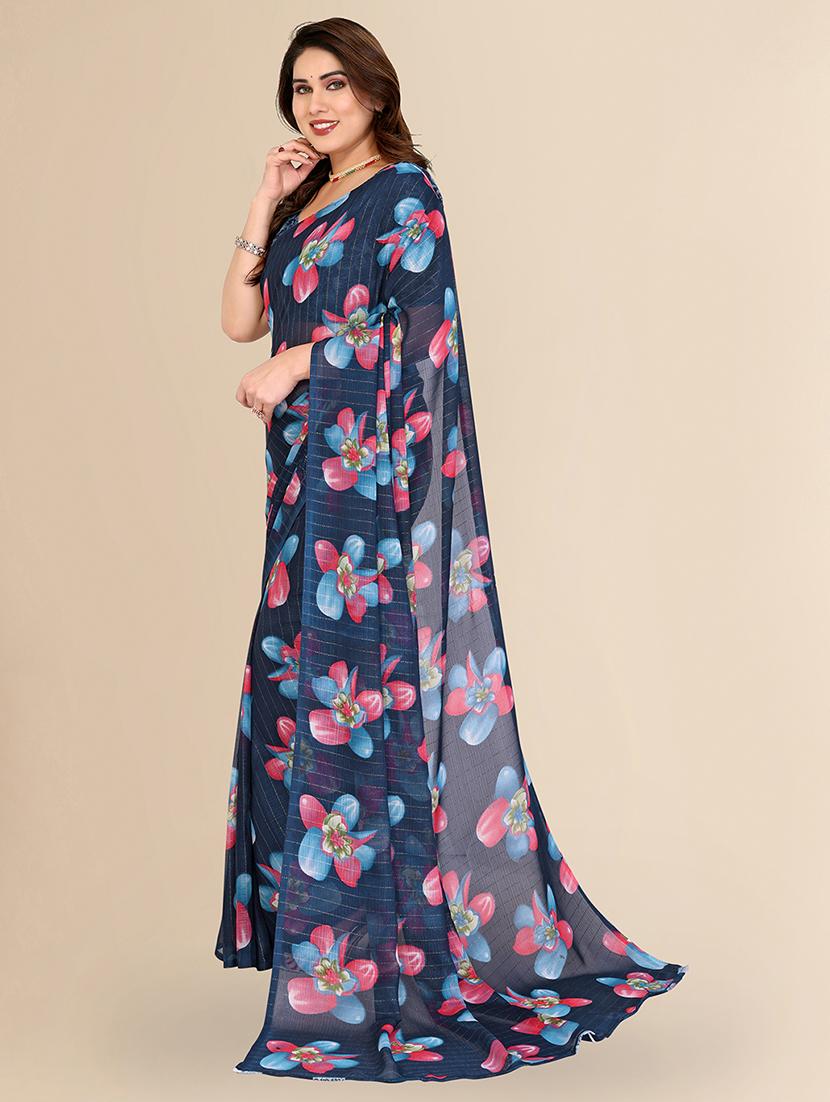 women printed casual wear saree with blouse - 22067645 - Standard Image - 1