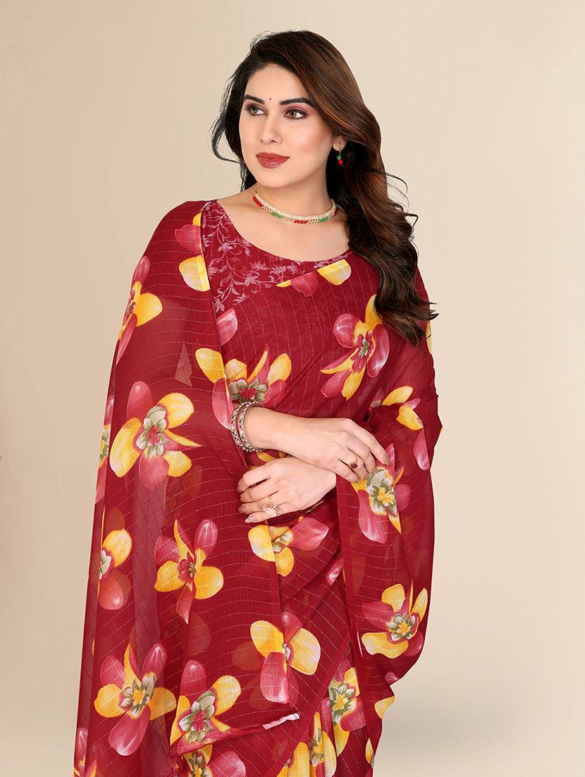 women printed casual wear saree with blouse - 22067646 - Standard Image - 4