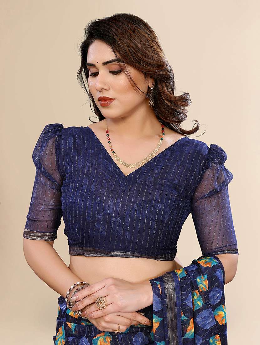 women printed casual wear saree with blouse - 22067657 - Standard Image - 4