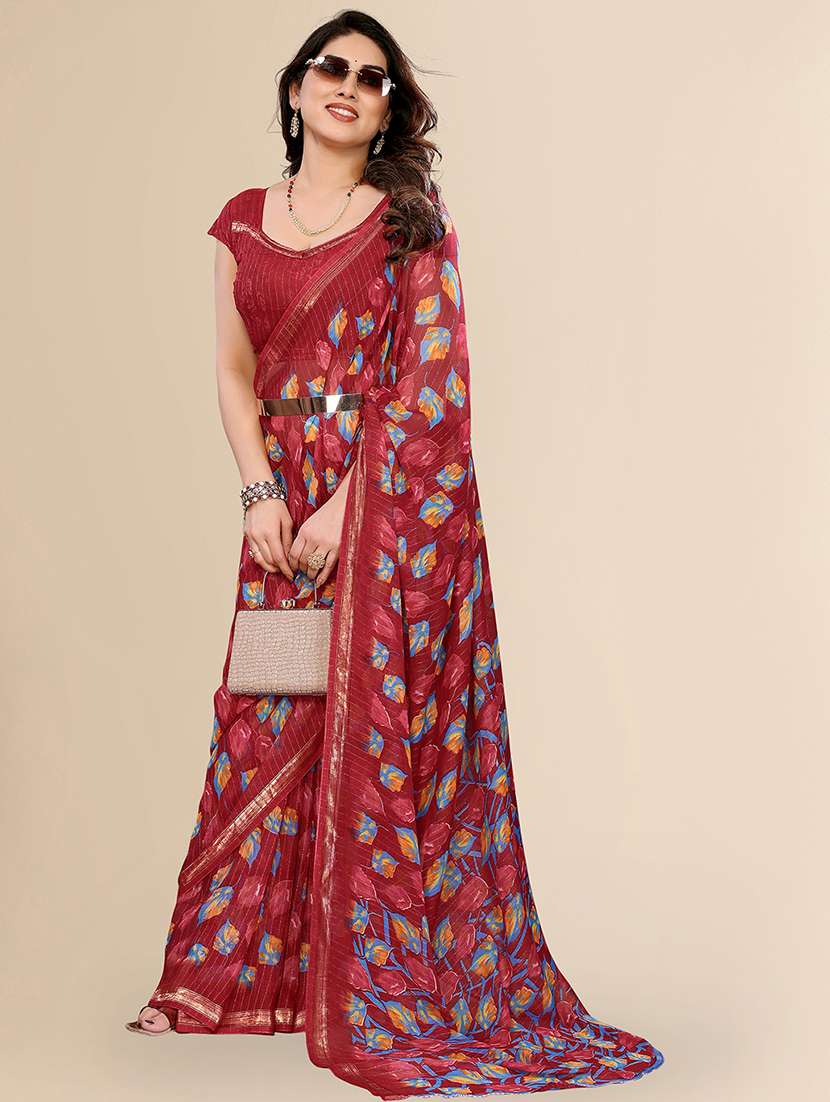 women printed casual wear saree with blouse - 22067658 -  Standard Image - 1