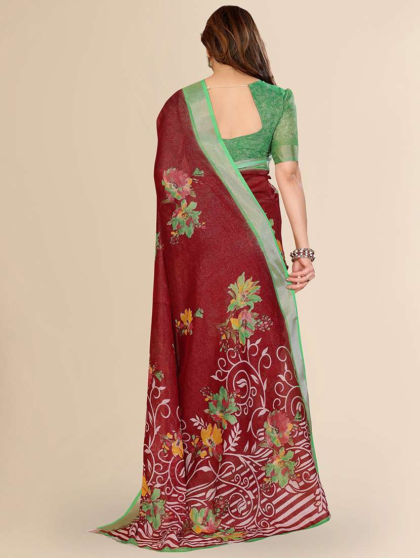 women printed casual wear saree with blouse - 22067666 -  Standard Image - 4