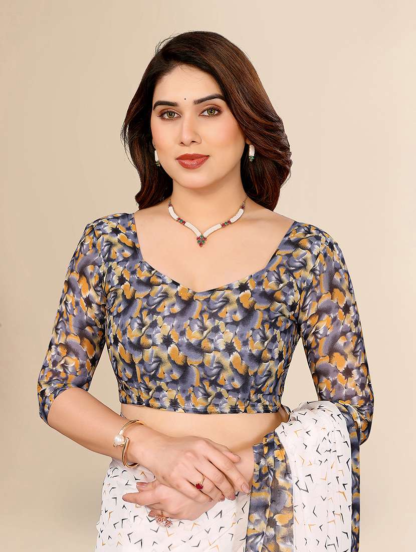 women printed casual wear saree with blouse - 22067681 -  Standard Image - 4