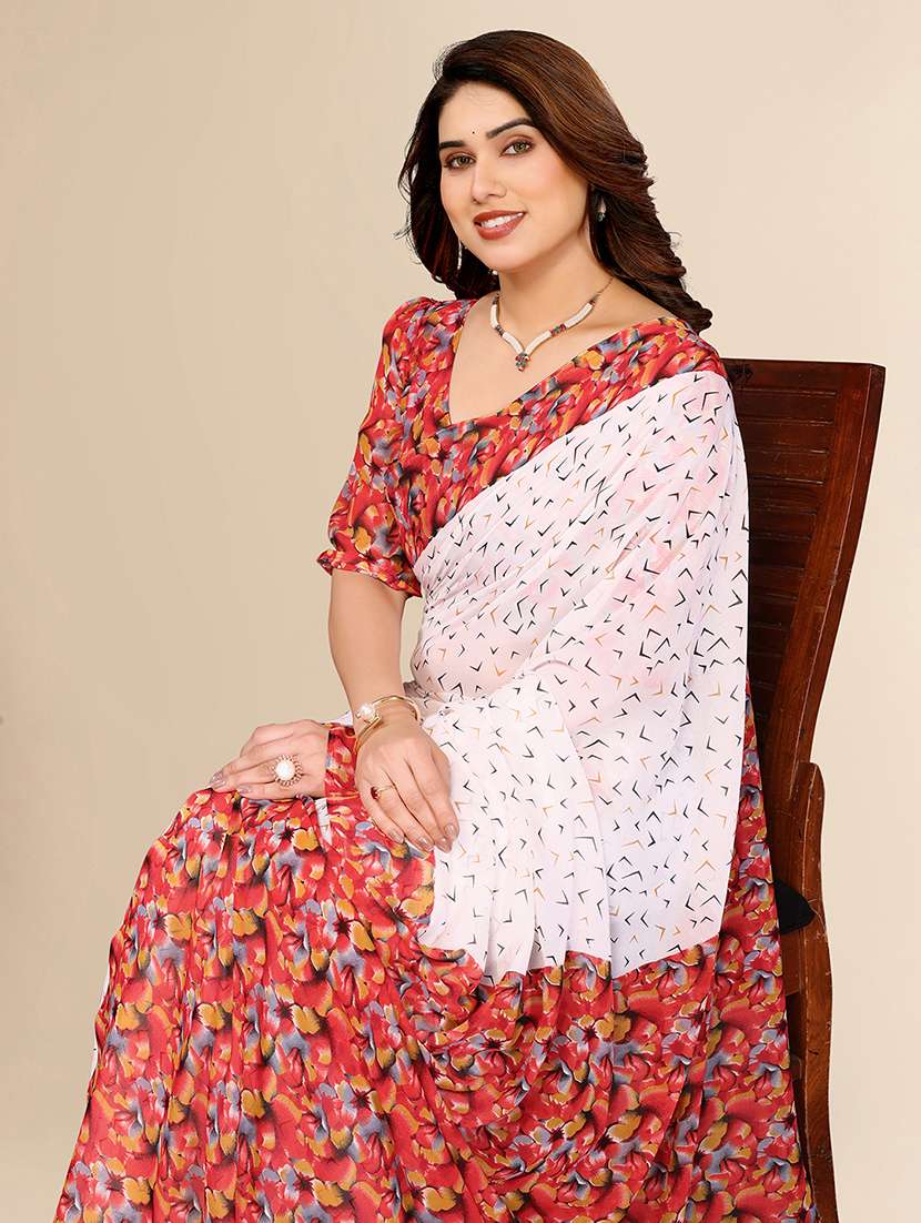 women printed casual wear saree with blouse - 22067682 -  Standard Image - 1