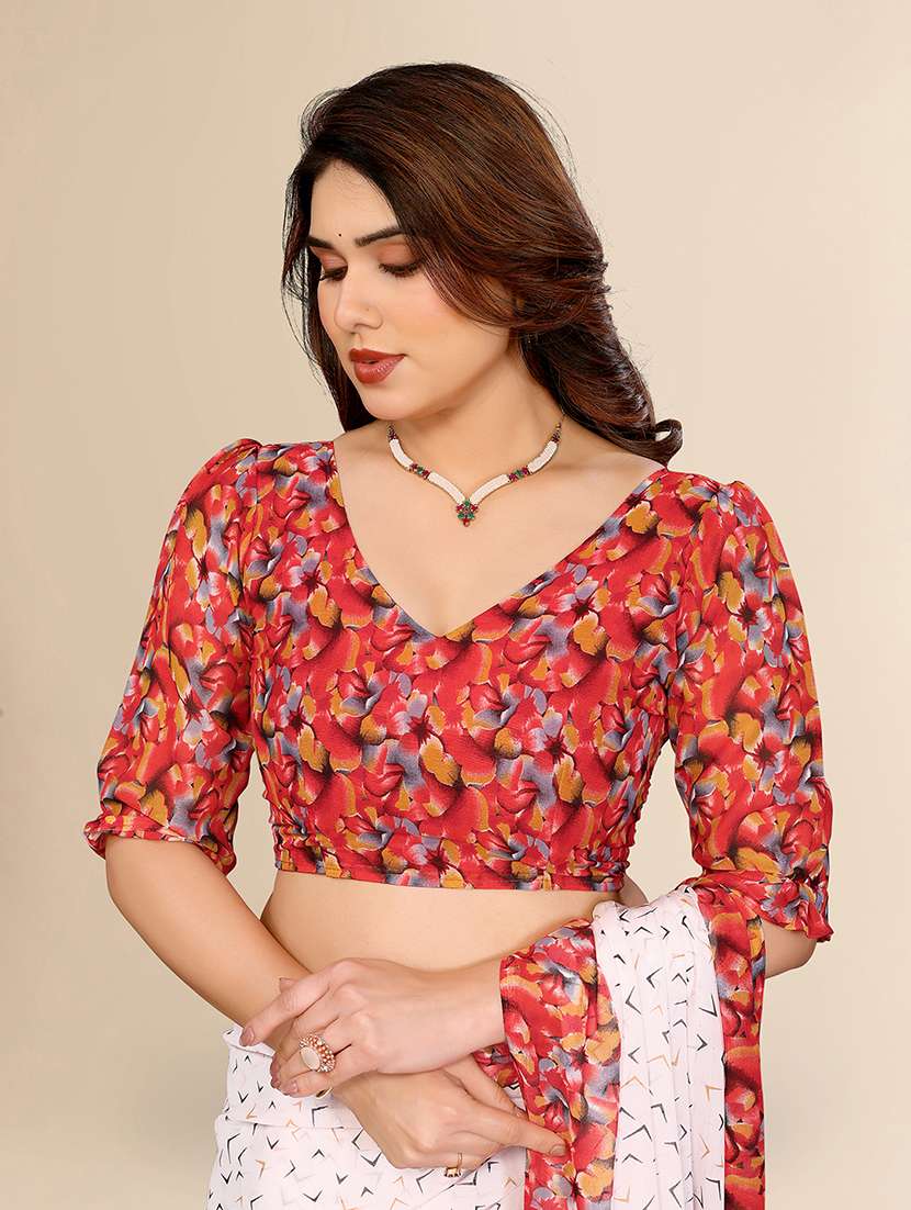 women printed casual wear saree with blouse - 22067682 -  Standard Image - 4