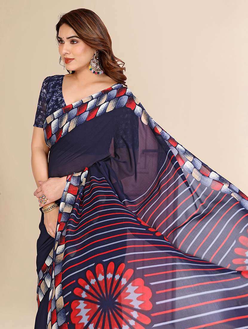 women printed casual wear saree with blouse - 22067690 -  Standard Image - 1