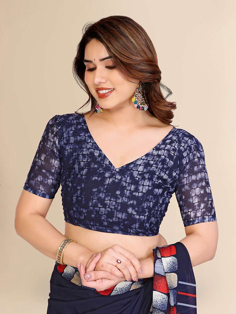 women printed casual wear saree with blouse - 22067690 -  Standard Image - 4