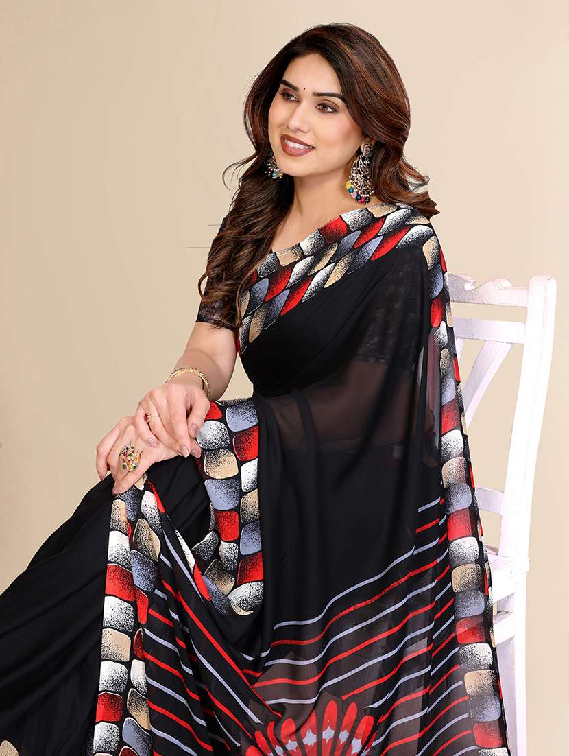 women printed casual wear saree with blouse - 22067691 -  Standard Image - 1