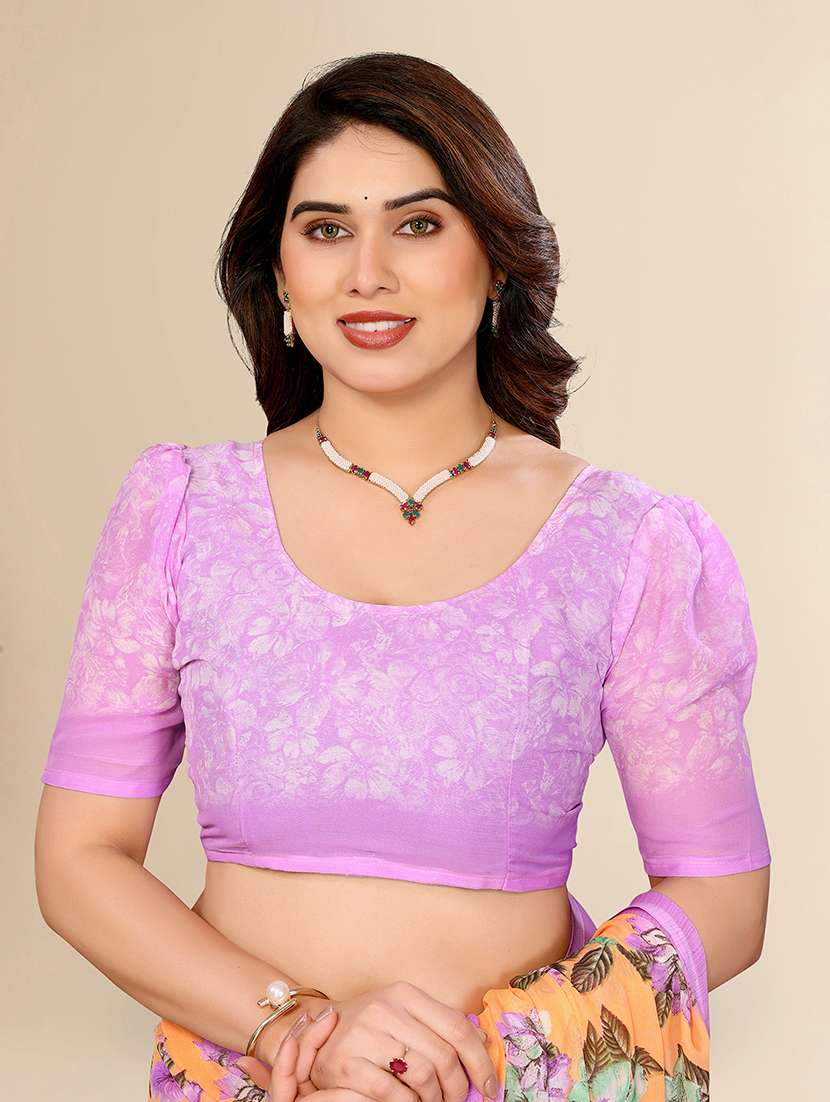 women printed casual wear saree with blouse - 22067693 -  Standard Image - 4