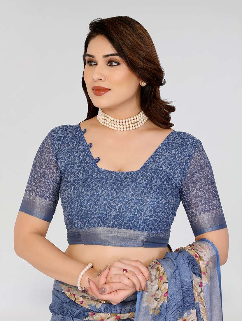 women printed casual wear saree with blouse - 22067885 -  Standard Image - 4