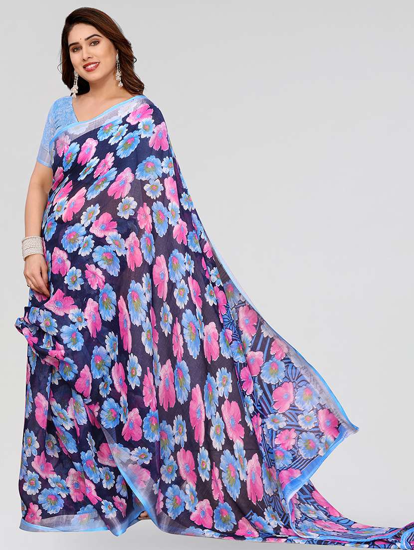women printed casual wear saree with blouse - 22067891 -  Standard Image - 1
