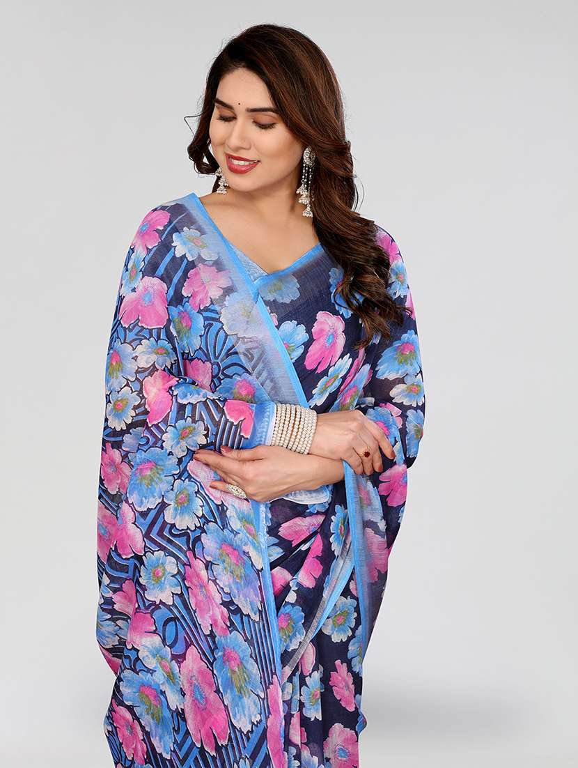 women printed casual wear saree with blouse - 22067891 -  Standard Image - 4