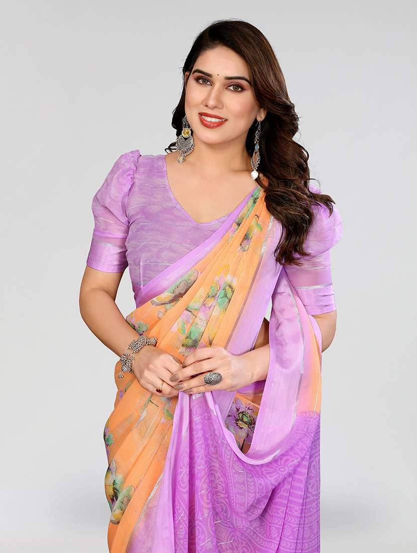 women printed casual wear saree with blouse - 22067898 -  Standard Image - 1