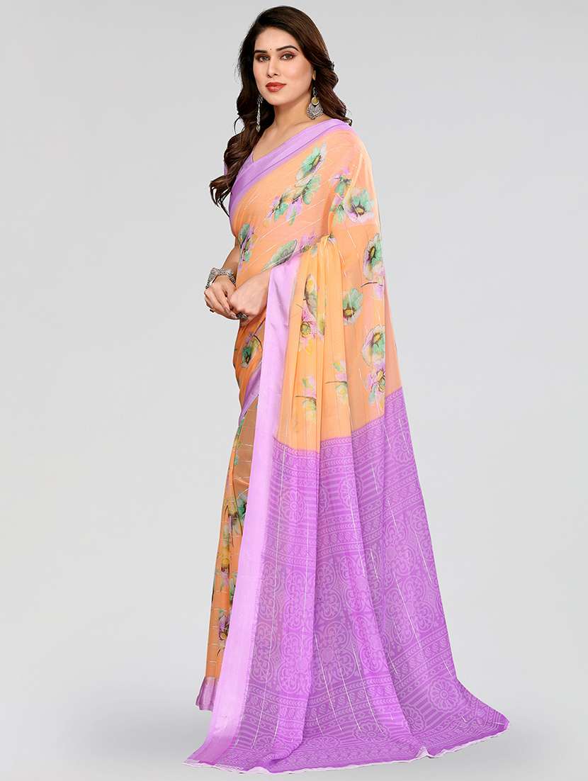 women printed casual wear saree with blouse - 22067898 -  Standard Image - 4