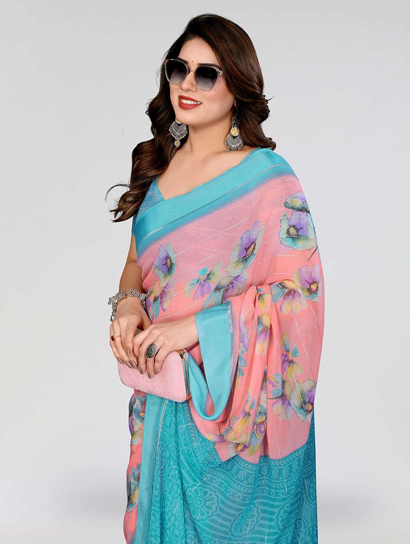 women printed casual wear saree with blouse - 22067900 -  Standard Image - 1