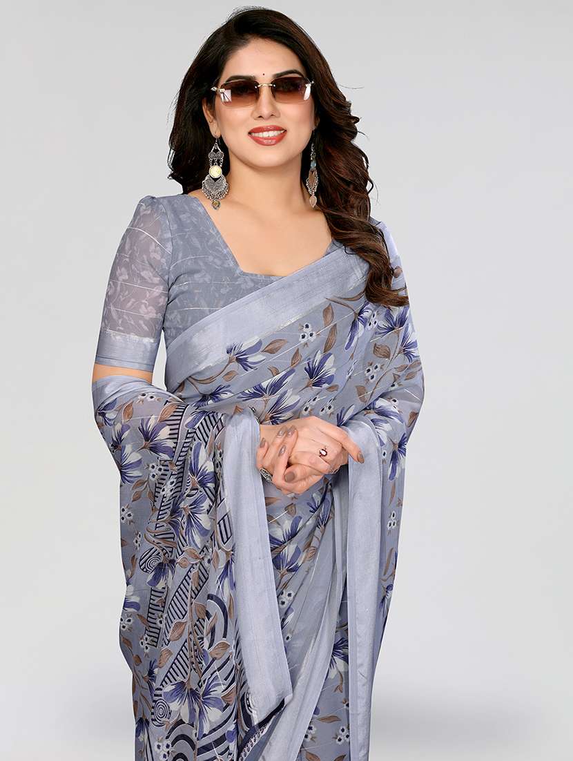 women printed casual wear saree with blouse - 22067902 -  Standard Image - 1