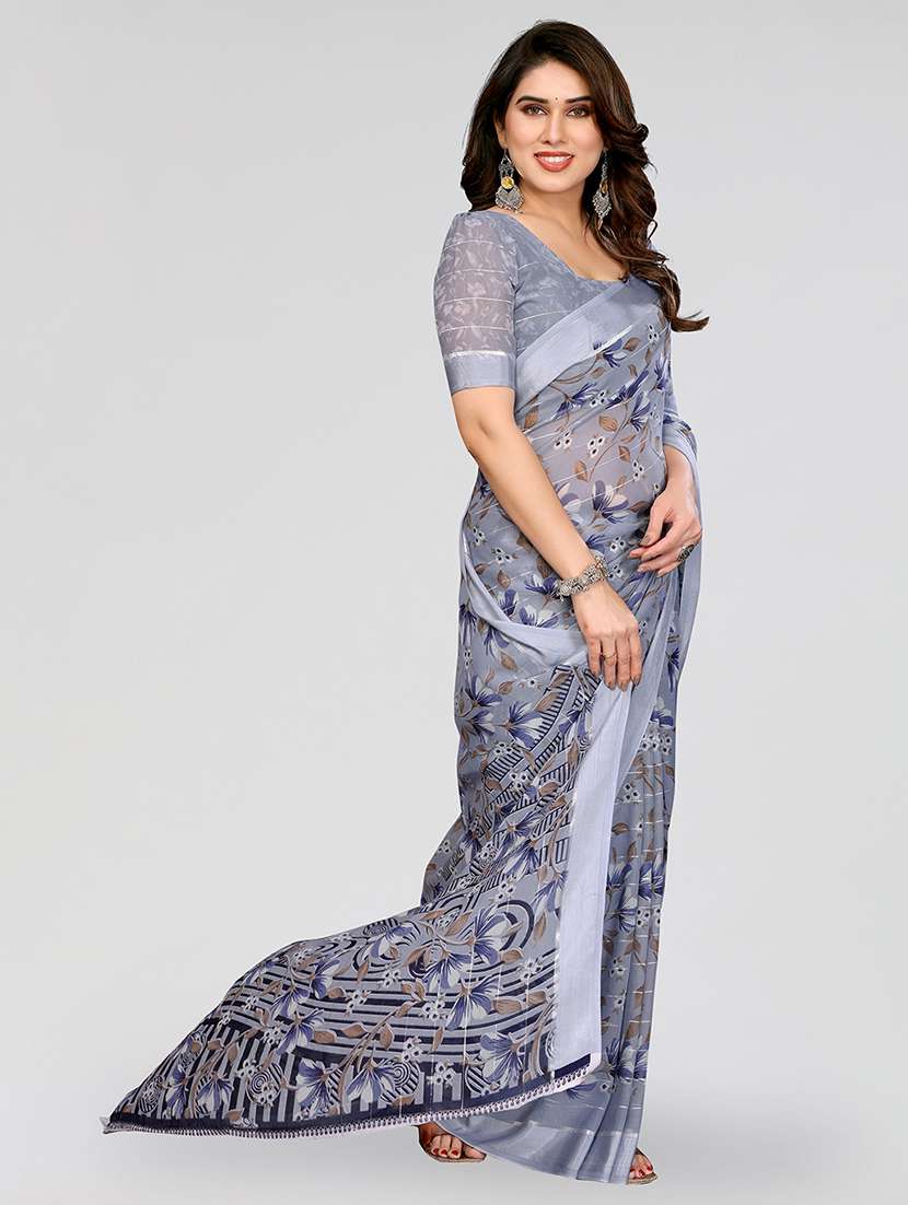 women printed casual wear saree with blouse - 22067902 -  Standard Image - 4