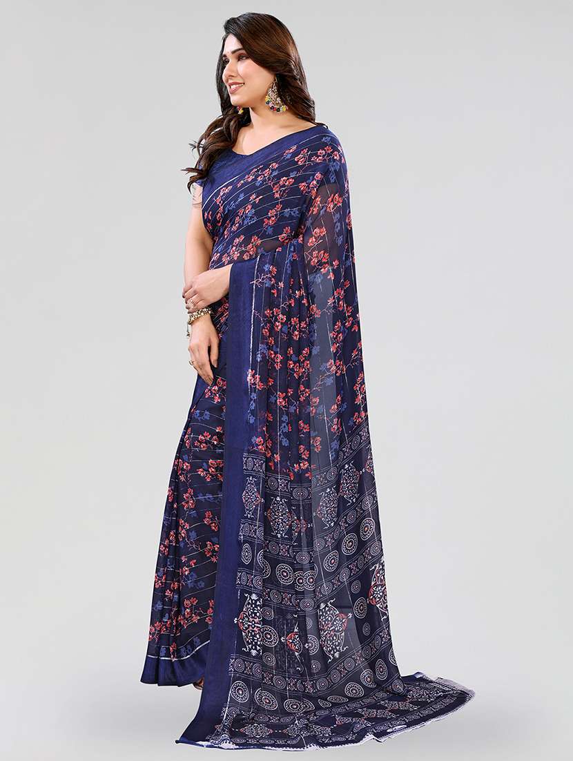 women printed casual wear saree with blouse - 22067910 -  Standard Image - 1