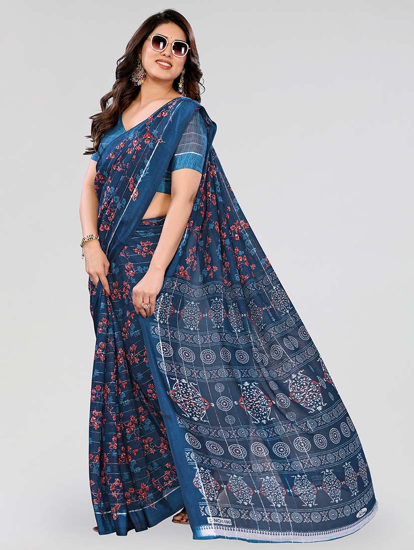 women printed casual wear saree with blouse - 22067917 -  Standard Image - 1