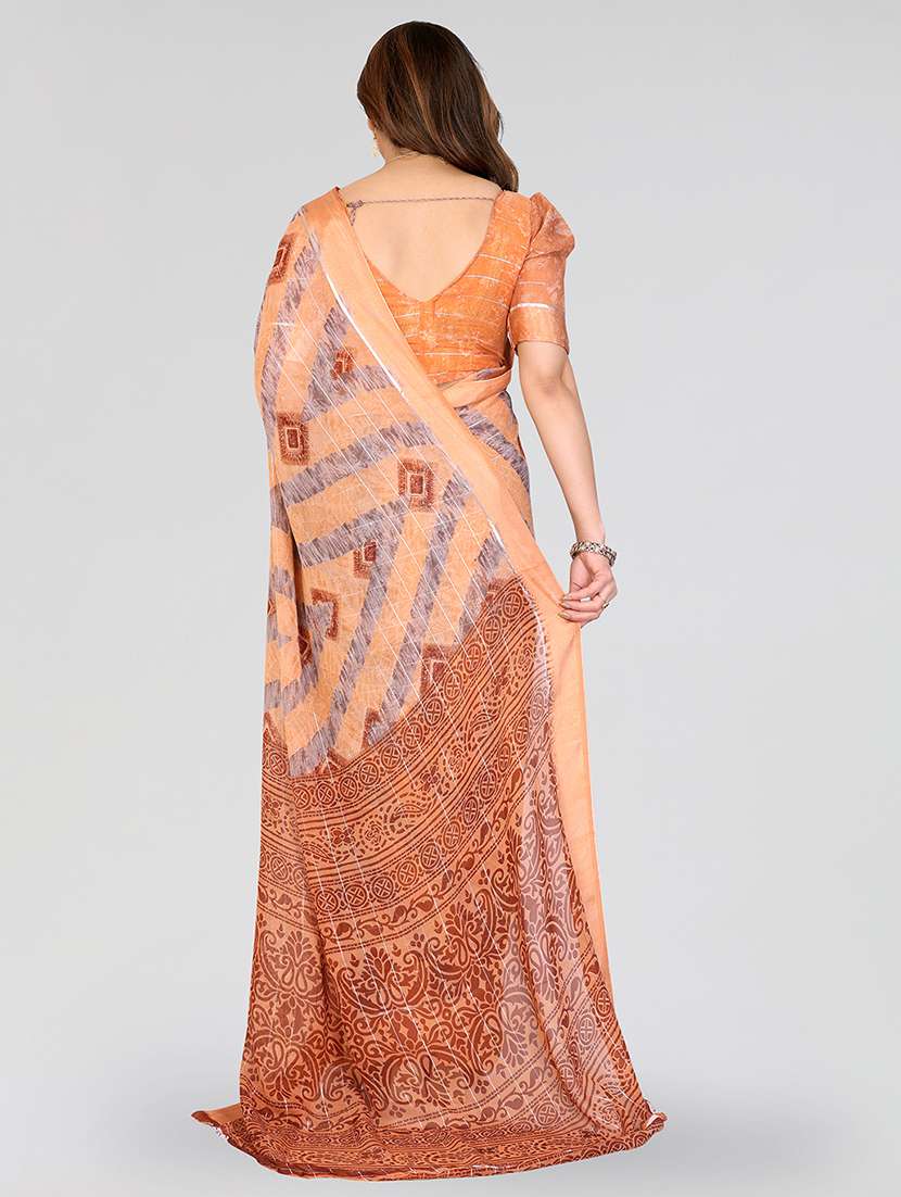 women printed casual wear saree with blouse - 22067935 -  Standard Image - 4