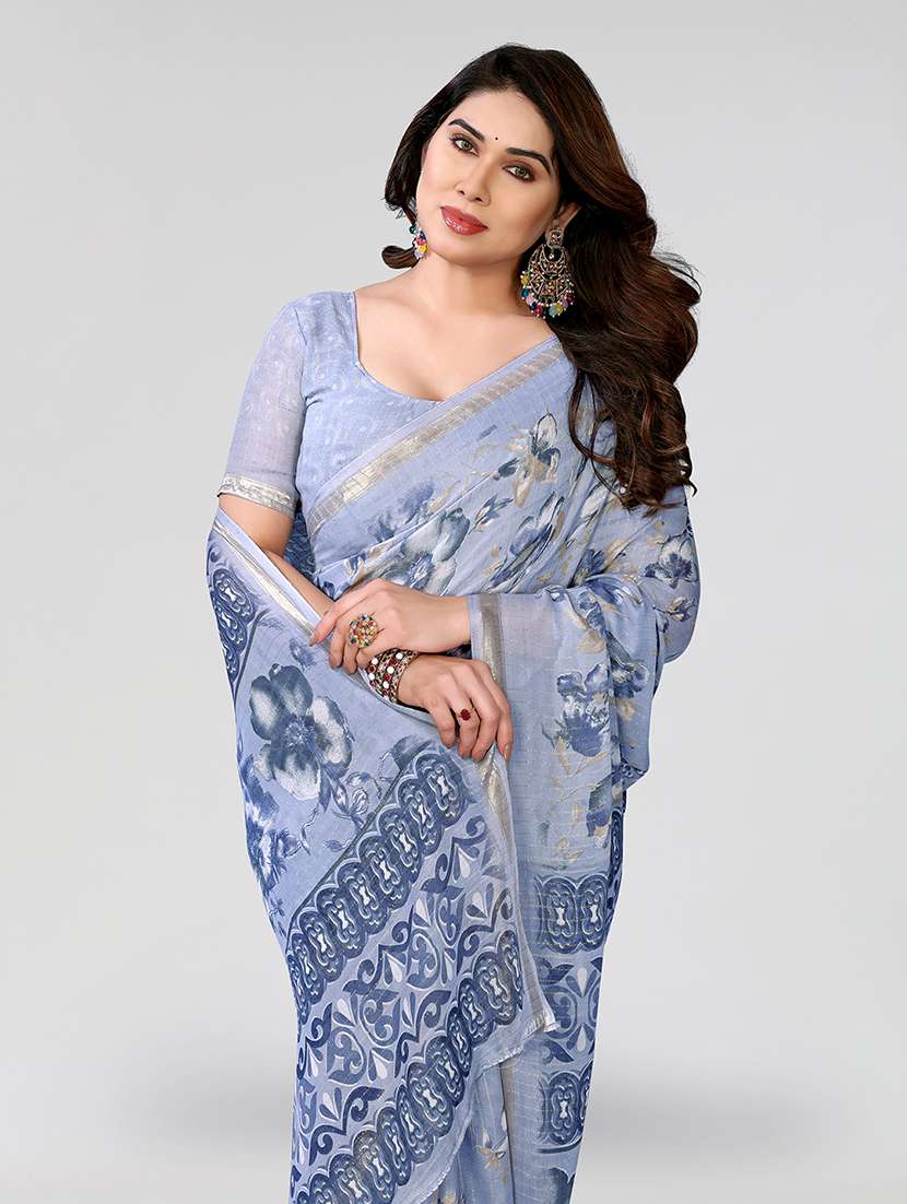 women printed casual wear saree with blouse - 22067936 -  Standard Image - 1