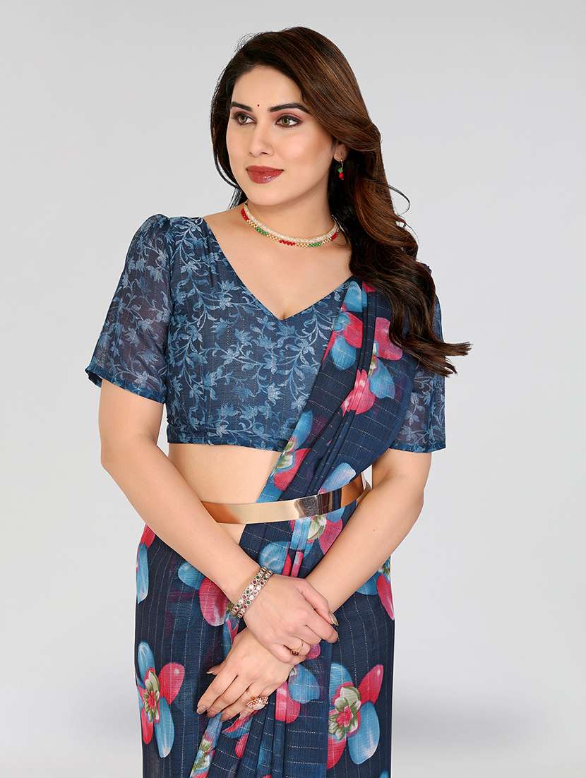 women printed casual wear saree with blouse - 22067944 -  Standard Image - 4