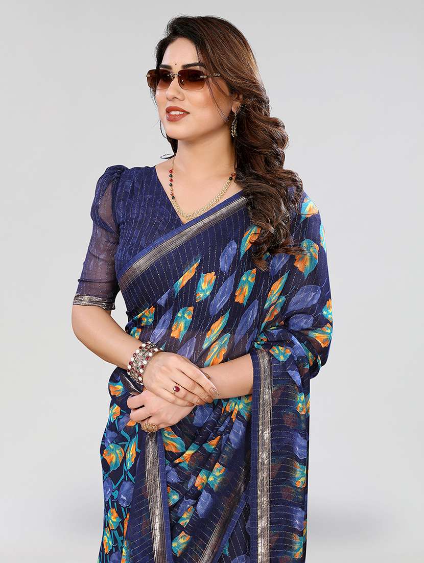 women printed casual wear saree with blouse - 22067956 -  Standard Image - 4