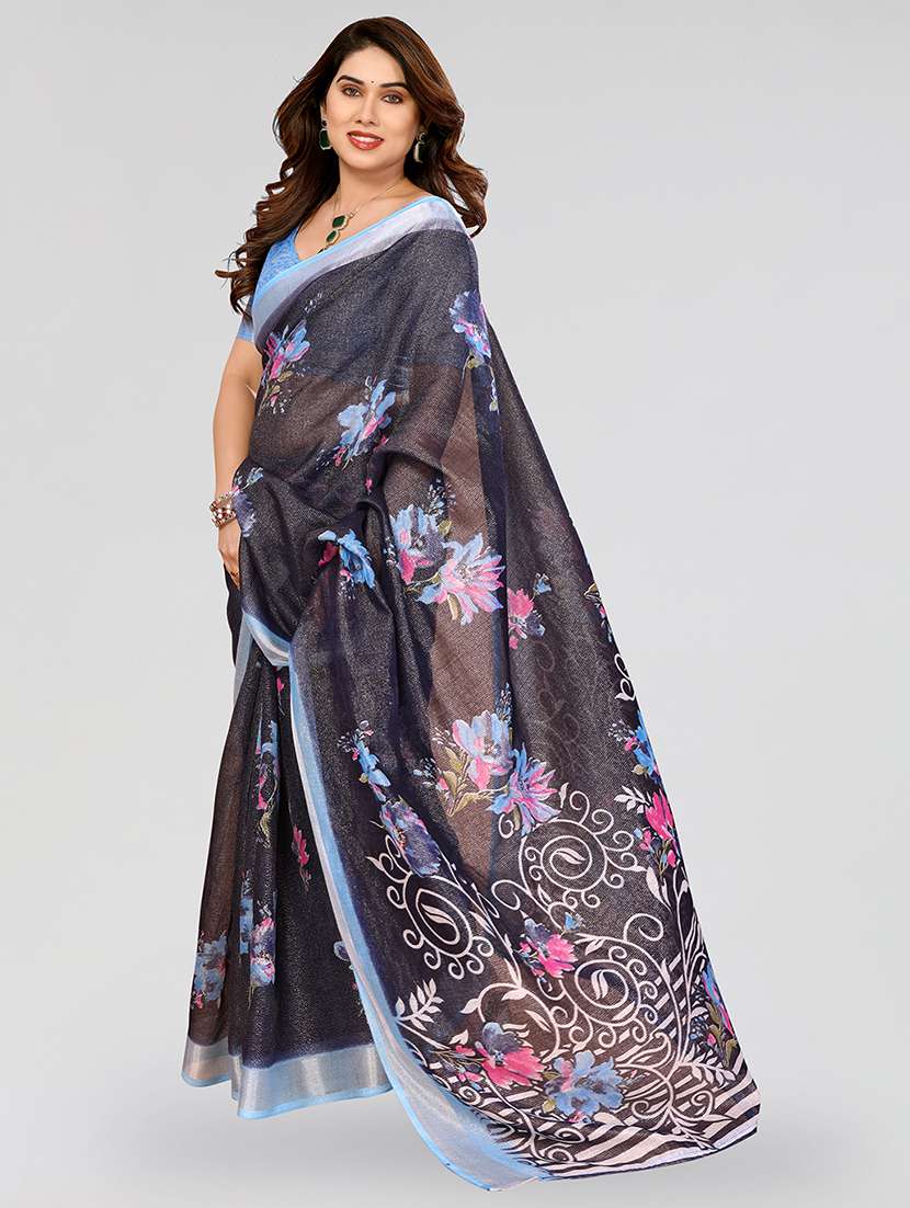 women printed casual wear saree with blouse - 22067964 -  Standard Image - 1