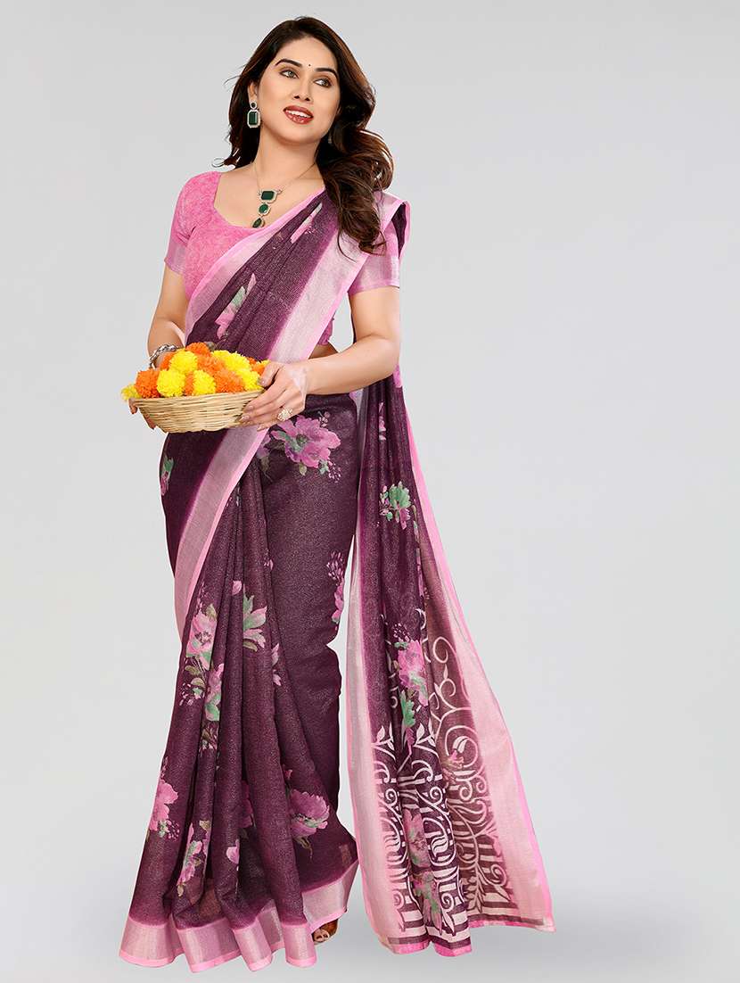 women printed casual wear saree with blouse - 22067966 -  Standard Image - 1