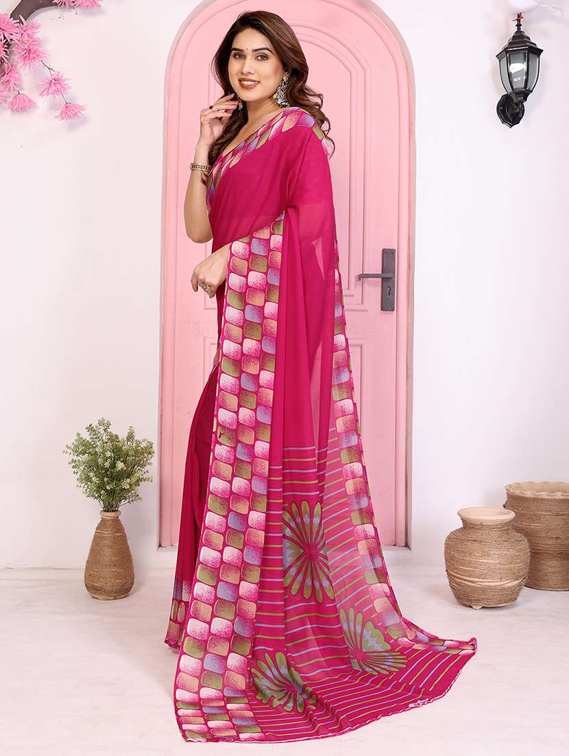 women printed casual wear saree with blouse - 22068042 -  Standard Image - 1