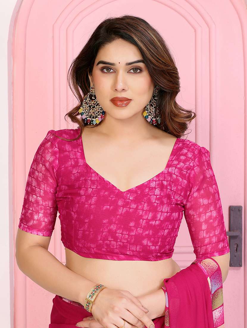 women printed casual wear saree with blouse - 22068042 -  Standard Image - 4