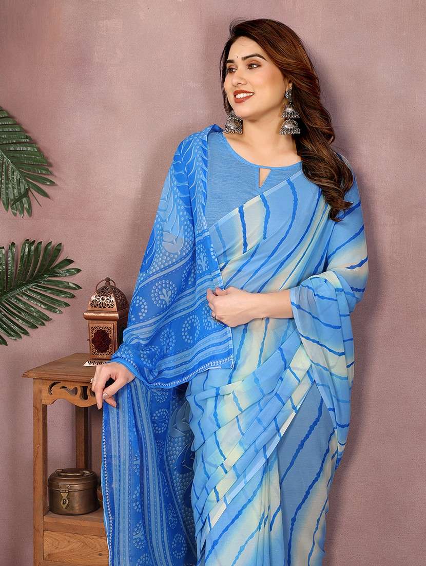women printed casual wear saree with blouse - 22068051 -  Standard Image - 1