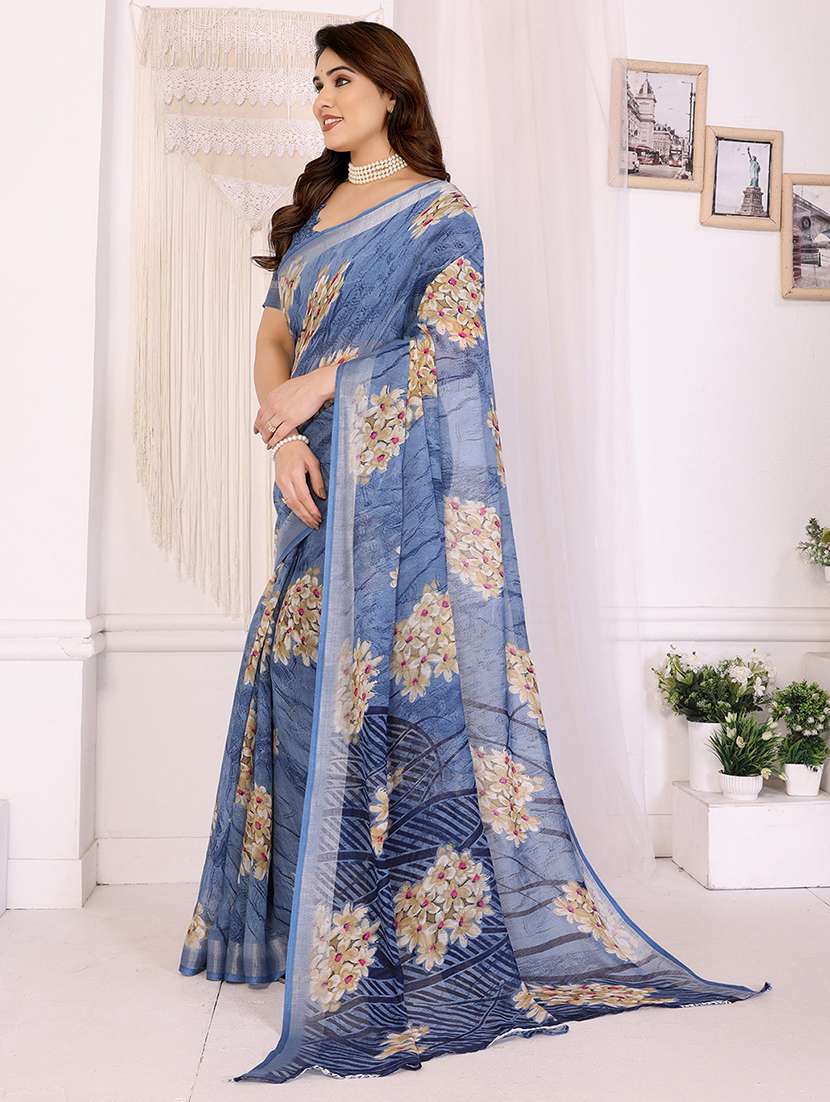 women printed casual wear saree with blouse - 22068073 -  Standard Image - 1