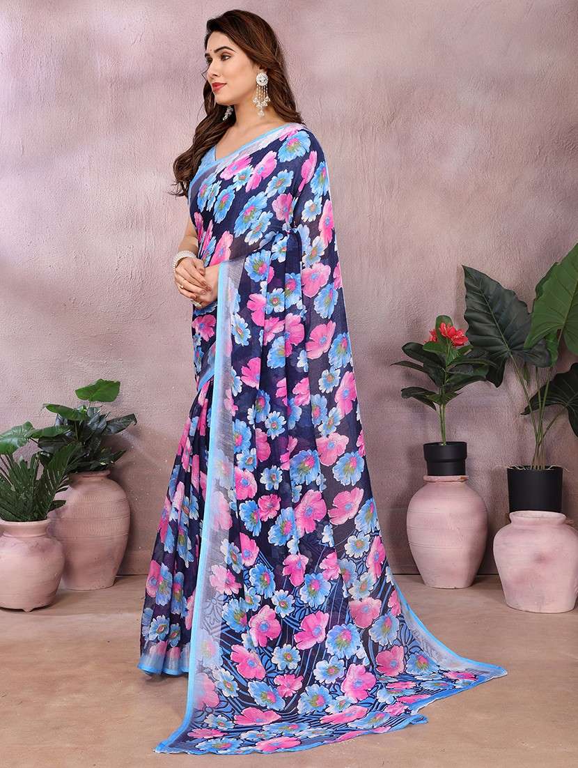 women printed casual wear saree with blouse - 22068079 -  Standard Image - 1