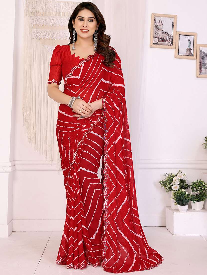 women printed casual wear saree with blouse