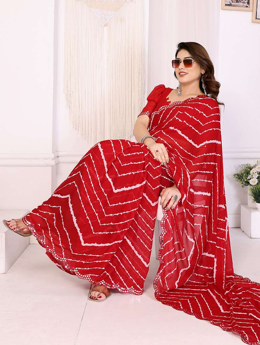 women printed casual wear saree with blouse - 22068083 -  Standard Image - 4