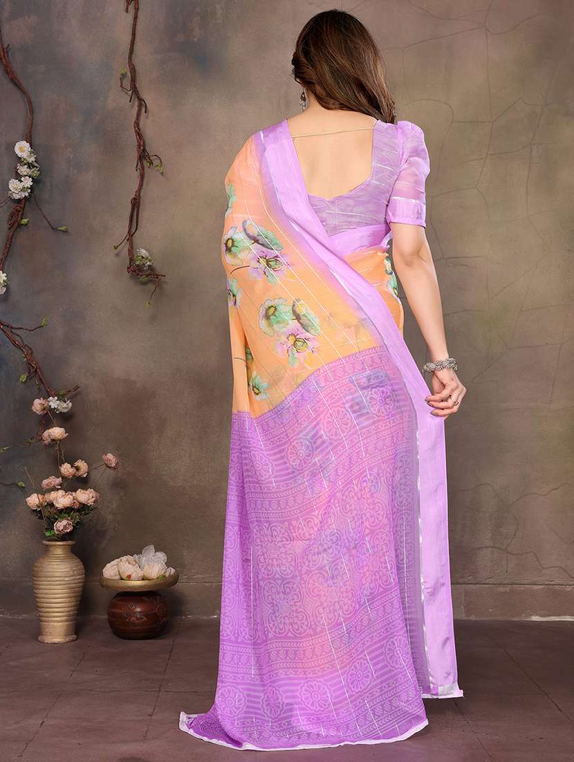 women printed casual wear saree with blouse - 22068086 -  Standard Image - 4