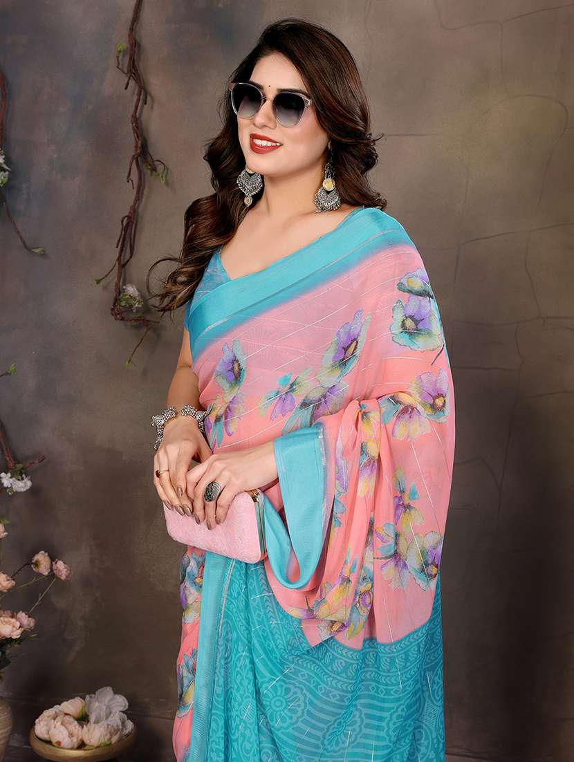 women printed casual wear saree with blouse - 22068088 -  Standard Image - 1