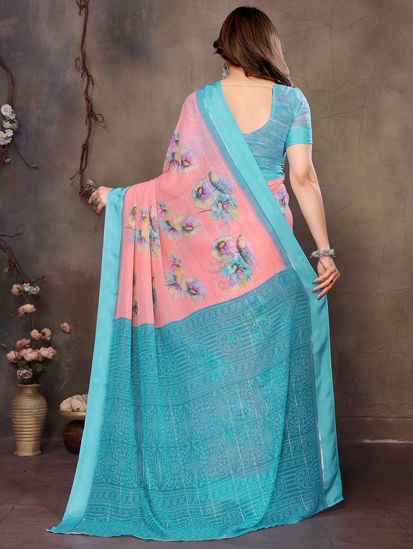 women printed casual wear saree with blouse - 22068088 -  Standard Image - 4