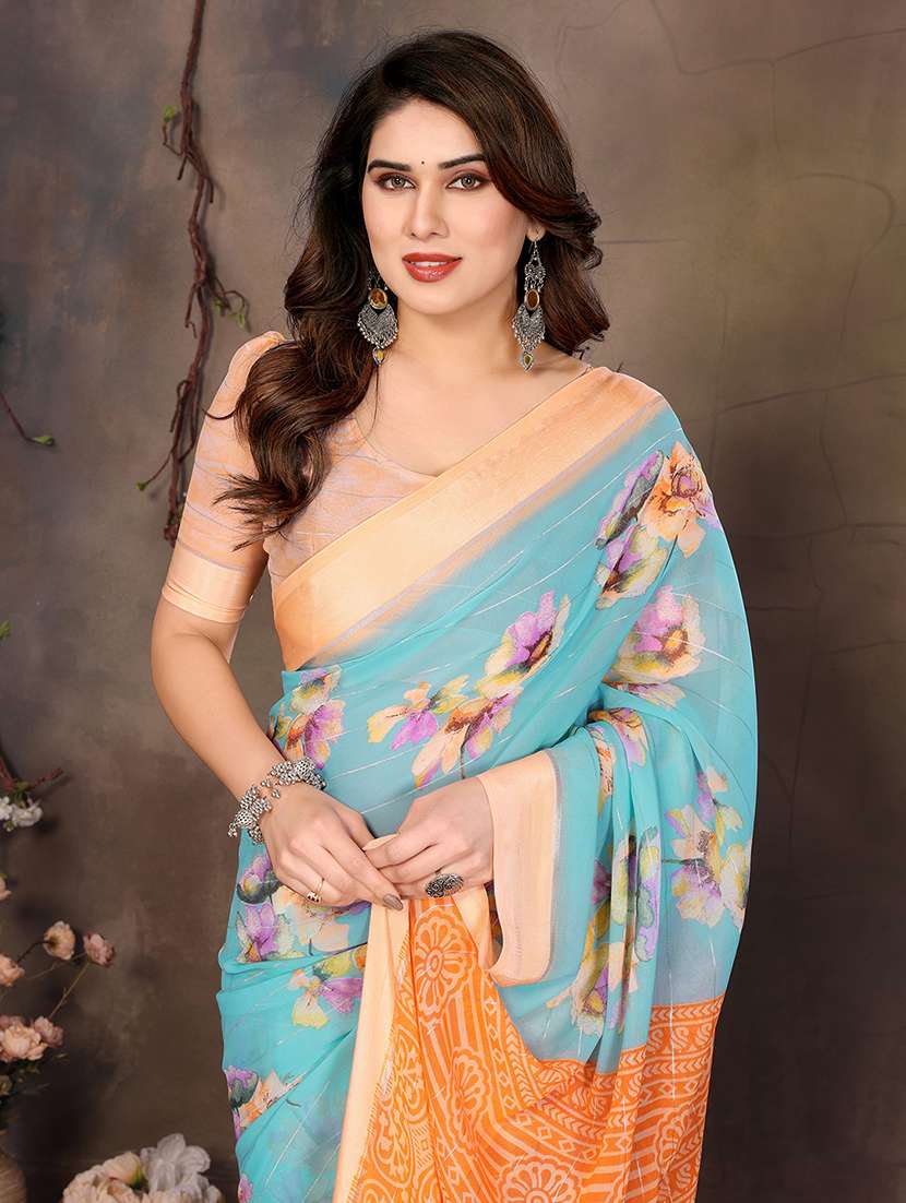 women printed casual wear saree with blouse - 22068089 -  Standard Image - 1