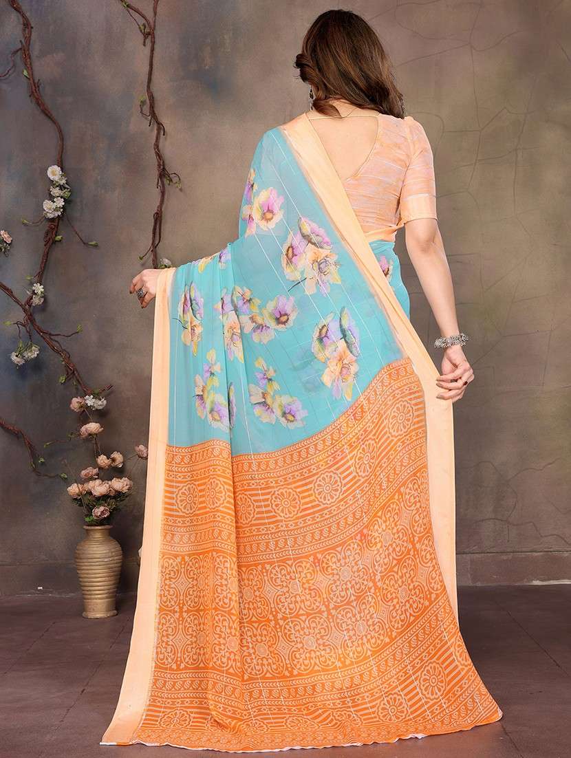 women printed casual wear saree with blouse - 22068089 -  Standard Image - 4