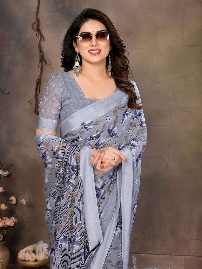 women printed casual wear saree with blouse - 22068090 - Standard Image - 1