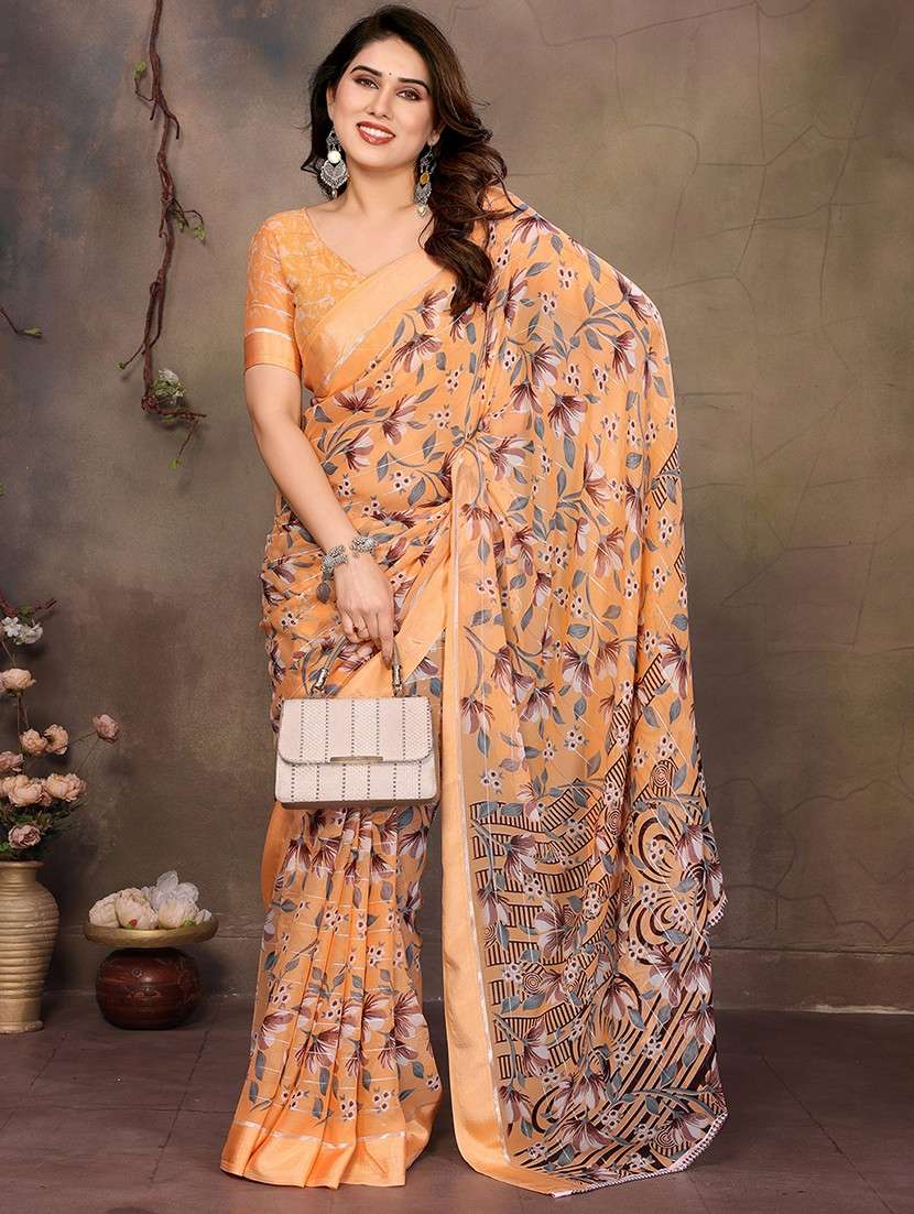 women printed casual wear saree with blouse - 22068094 - Standard Image - 1