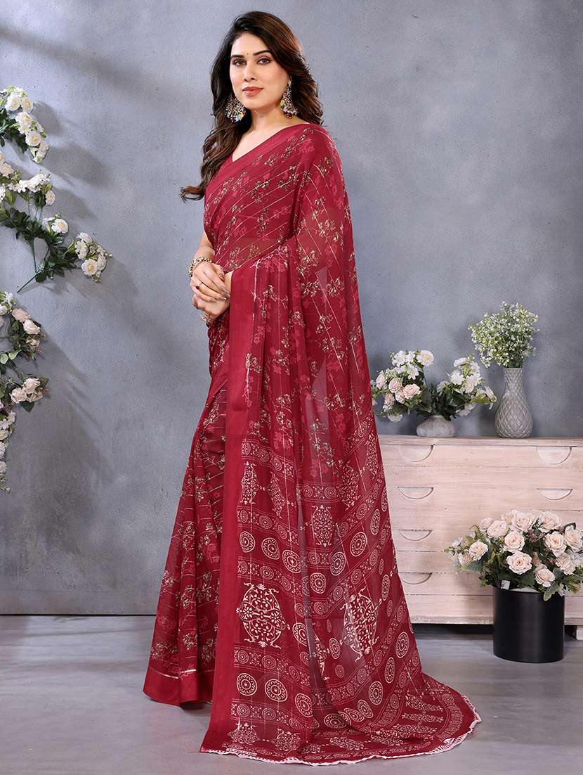 women printed casual wear saree with blouse - 22068099 -  Standard Image - 1