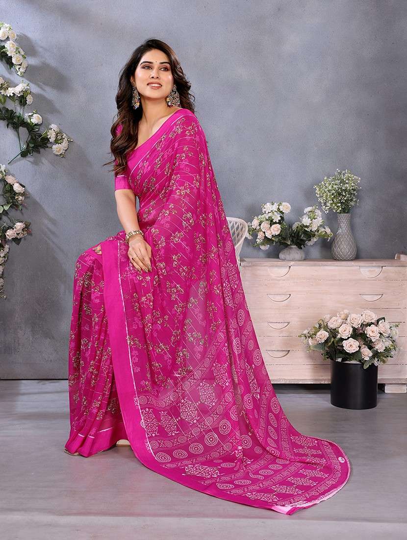 women printed casual wear saree with blouse - 22068100 -  Standard Image - 4