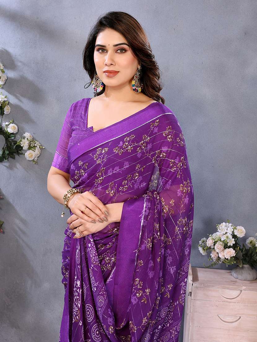 women printed casual wear saree with blouse - 22068101 -  Standard Image - 1