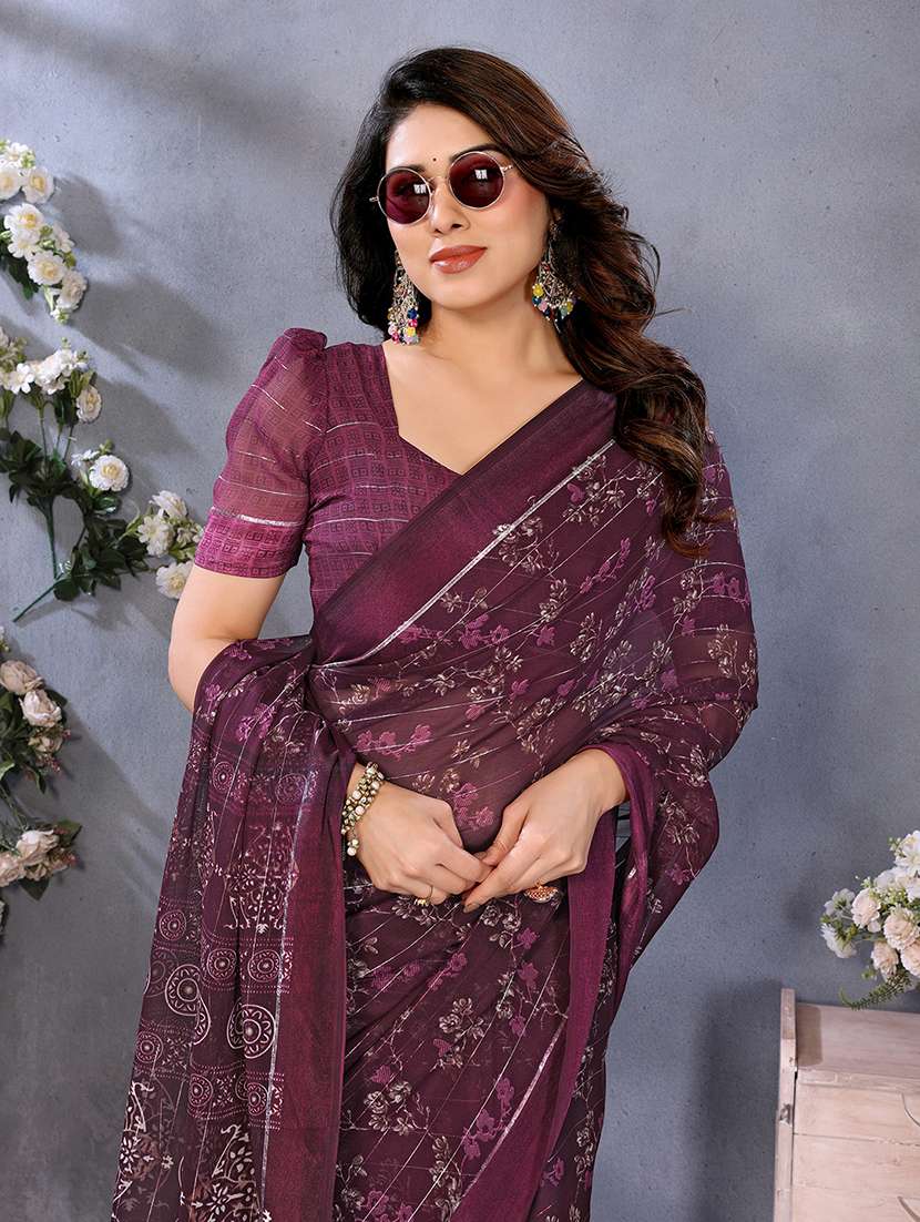 women printed casual wear saree with blouse - 22068102 -  Standard Image - 1
