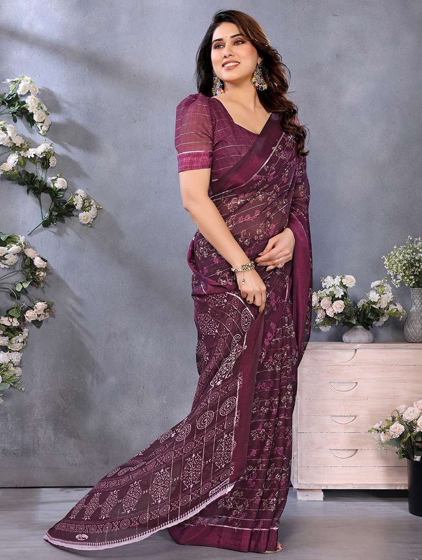 women printed casual wear saree with blouse - 22068102 -  Standard Image - 4