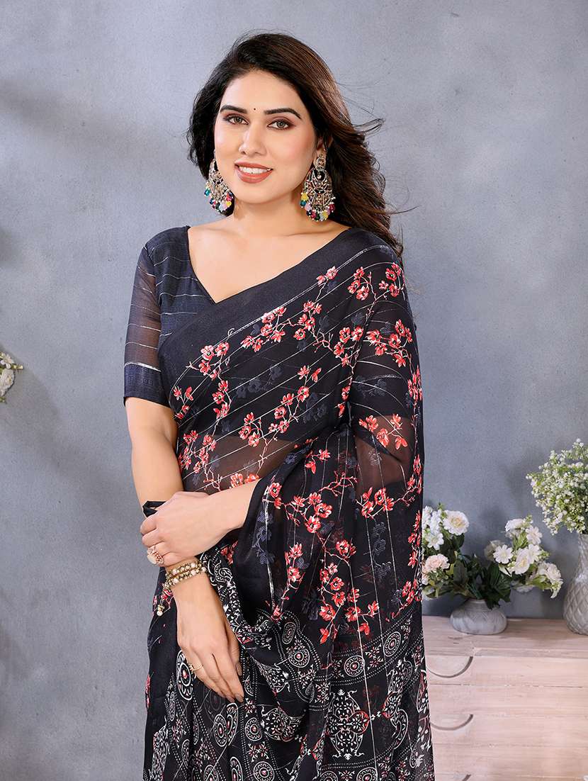 women printed casual wear saree with blouse - 22068103 -  Standard Image - 1